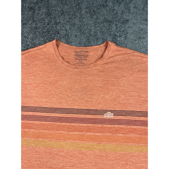 Patagonia Capilene Cool Daily Shirt Mens XL Orange Stripe Short Sleeve EUC - Picture 3 of 7